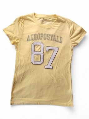 AEROPOSTALE 87 Varsity Graphic Tee 2024 - Soft Sunshine Yellow - Size L